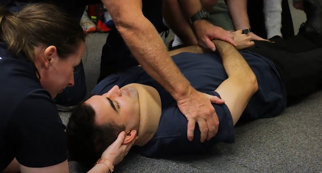 student paramedical training scenario neck collar